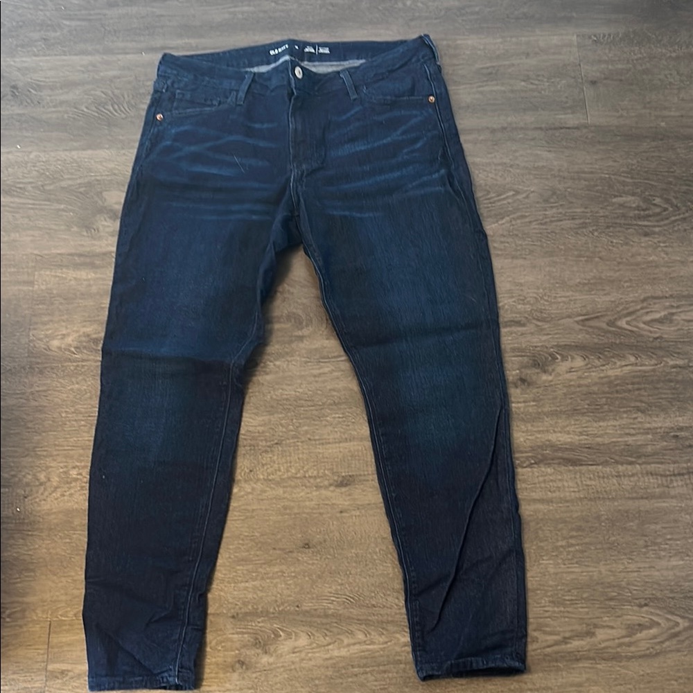 Old Navy Mid Rise Rockstar Super Skinny Dark Wash Blue Jeans